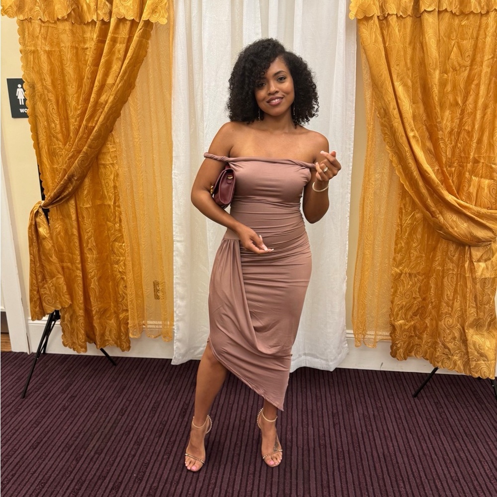 Elegant Off-Shoulder Mauve Dress